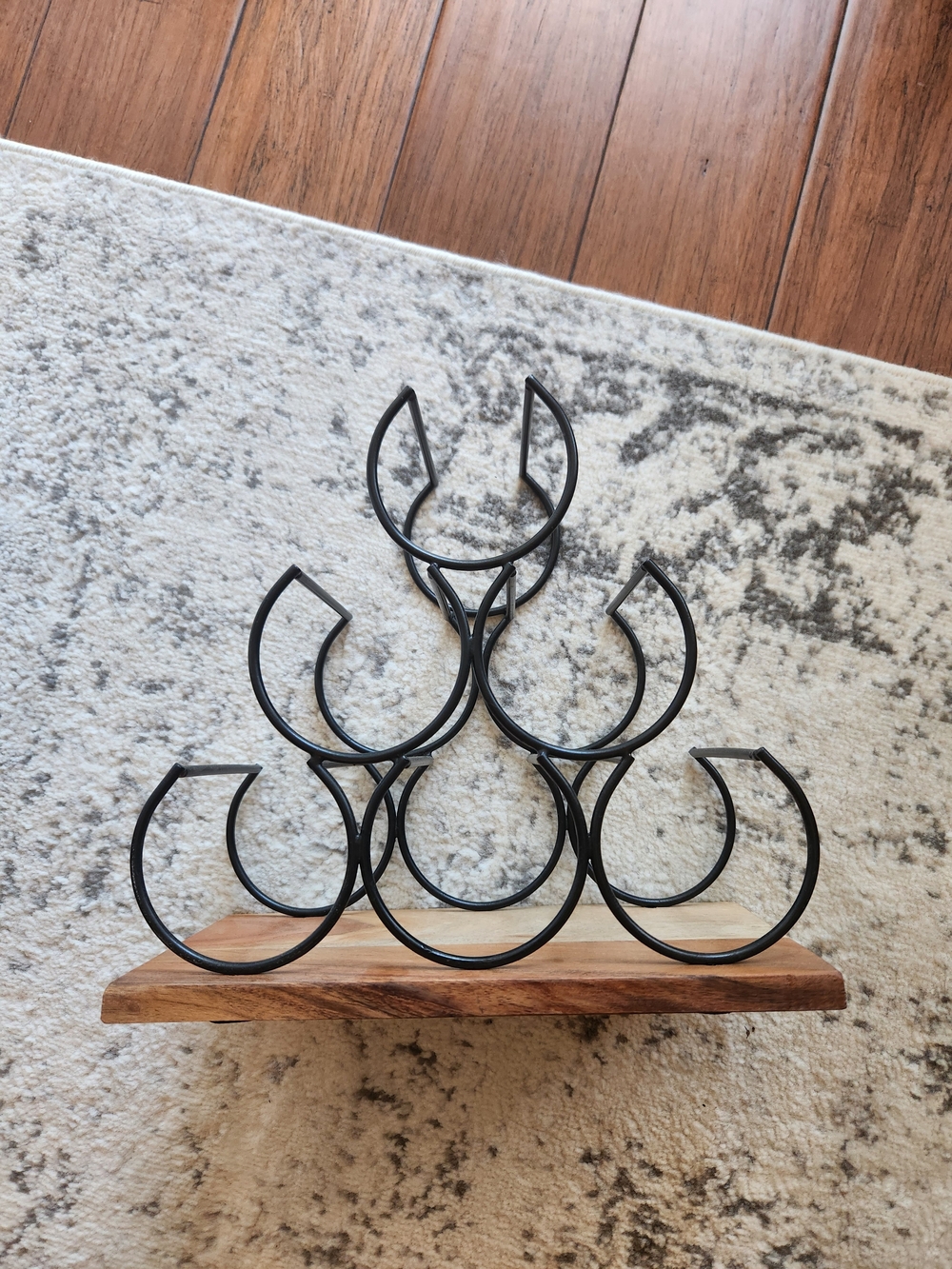Black Metal and Wood Wine Rack - Home Wall Decor